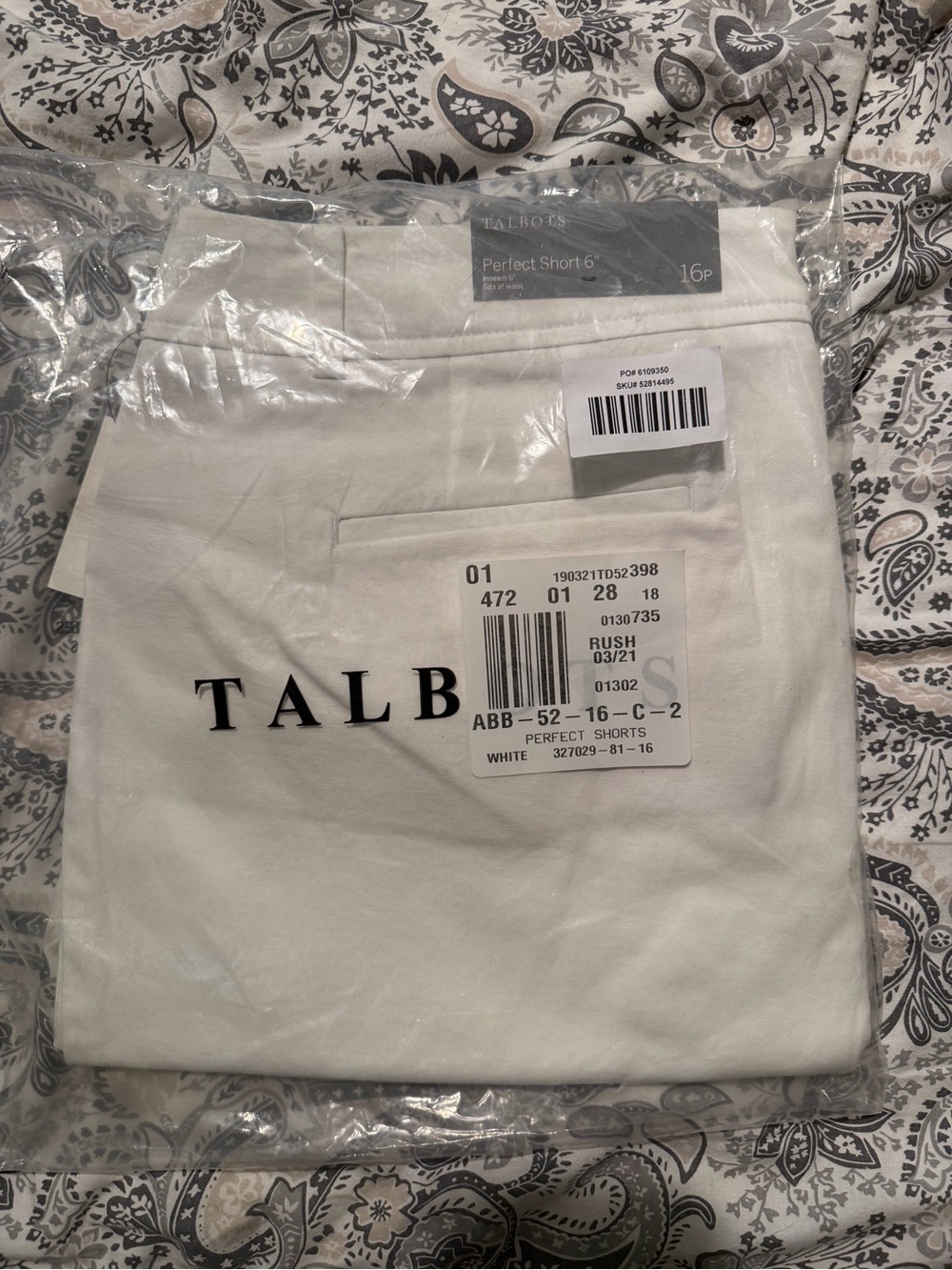 Talbots White Perfect Short Pants 6" 16p